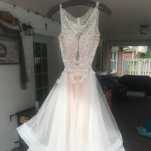 Jovani, White Beaded Illusion dress